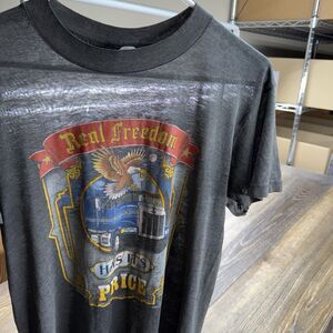 Vintage Truckers Choice Shirt Mens L Faded Black Thin Real Freedom Has Its Price